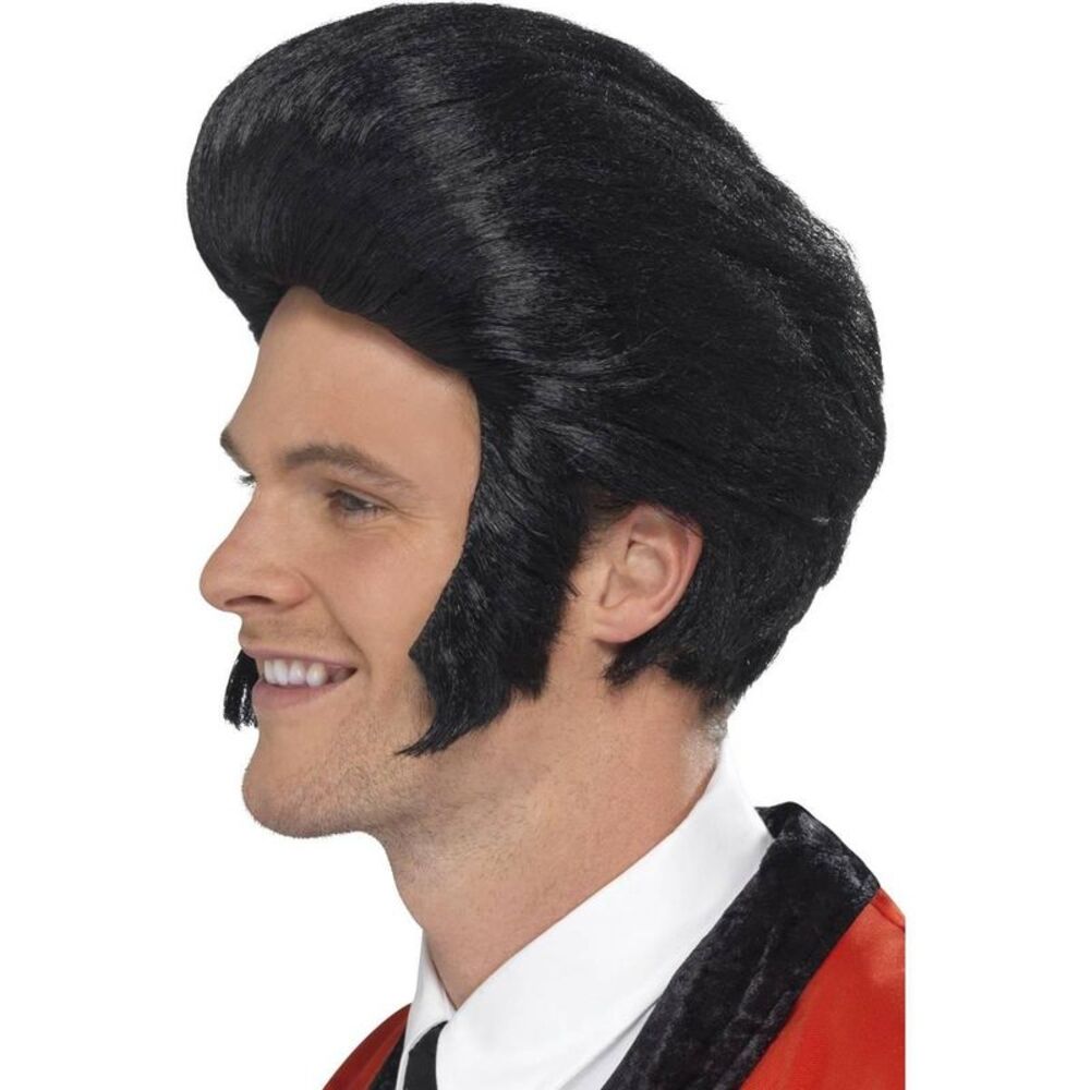 Smiffys Mens 50s Quiff King Wig / Black